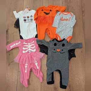 3m 0-3m Size Baby Infant Girl Halloween Outfits & Tutu Rompers Pajamas Lot Bat